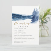 インディゴブルーマウンテンレイクカップルシャワー招待状 サンキューカード (スタンド正面)
