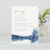 インディゴブルーマウンテンレイクベビーシャワー招待状 サンキューカード (スタンド正面)
