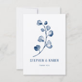 インディゴブルーユーカリエレガントな結婚式ありがとうC サンキューカード (正面)