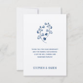 インディゴブルーユーカリエレガントな結婚式ありがとうC サンキューカード (裏面)