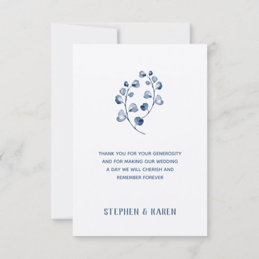インディゴブルーユーカリエレガントな結婚式ありがとうC サンキューカード (裏面)