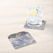 インディゴブルーヴィンテージアズレジョアンティークシャビーシック スクエアペーパーコースター (インサイチュ)