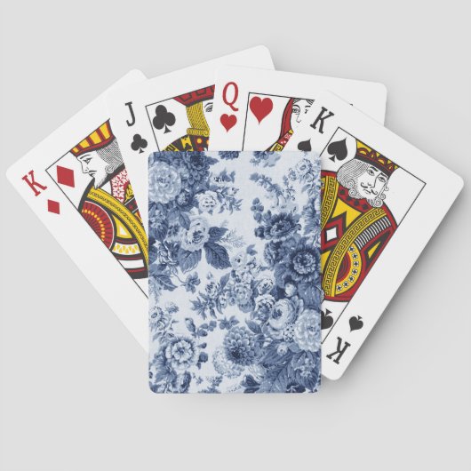 インディゴブルーヴィンテージフローラトイル布No.3 トランプ (裏面)