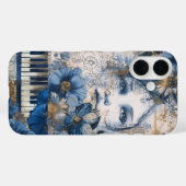 インディゴブルーヴィンテージ抽象芸術アートコラージュ Case-Mate iPhoneケース (裏面 (横))