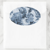 インディゴブルーヴィンテージ植物学フローラトワールNo.5 楕円形シール (バッグ)