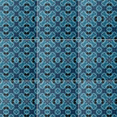 インディゴブルー対称モザイク幾何学模様 タイル