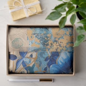 インディゴブルー抽象芸術アートコラージュデカップージ 薄葉紙 (ギフト)