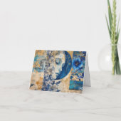 インディゴブルー抽象芸術アートコラージュ空白のノートカード シーズンカード (裏面)