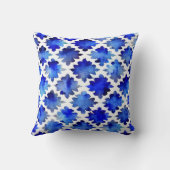 インディゴブルー抽象芸術フローラルパターン クッション (裏面)