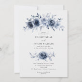 インディゴブルー結婚フローラワンピース 招待状 (正面)