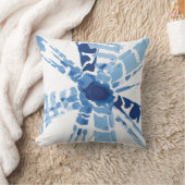インディゴブルー絞り日が差すこと水彩プリント クッション (ブランケット)