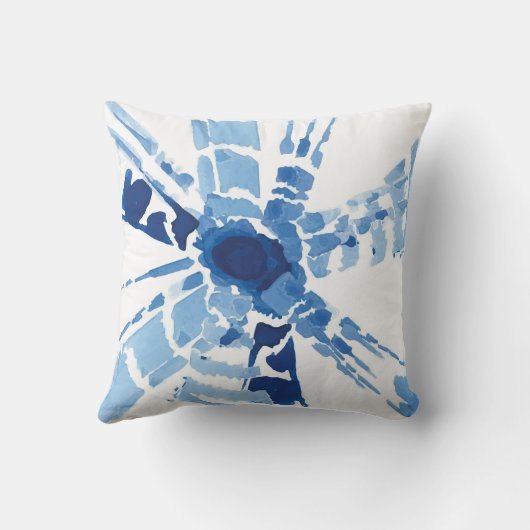 インディゴブルー絞り日が差すこと水彩プリント クッション (裏面)