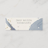 インディゴブルー金ゴールド抽象芸術スタッドイヤリングディスプレイ スキニー名刺 (正面)