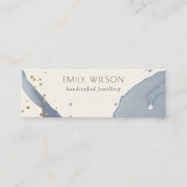 インディゴブルー金ゴールド抽象芸術スタッドイヤリングディスプレイ スキニー名刺