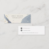 インディゴブルー金ゴールド抽象芸術スタッドイヤリングディスプレイ スキニー名刺 (正面/裏面)