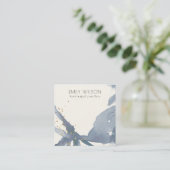 インディゴブルー金ゴールド抽象芸術ネックレスバンドテンプレート スクエア名刺 (スタンド正面)