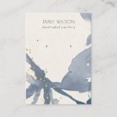 インディゴブルー金ゴールド抽象芸術2スタッドイヤリングディスプレイ 名刺 (正面)