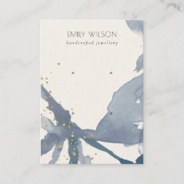 インディゴブルー金ゴールド抽象芸術2スタッドイヤリングディスプレイ 名刺