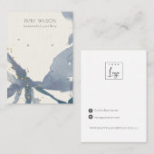 インディゴブルー金ゴールド抽象芸術2スタッドイヤリングディスプレイ 名刺 (正面/裏面)