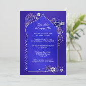 インディゴブルー シルバー ヘンナ 結婚式後 招待状 (スタンド正面)