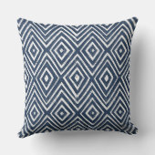 インディゴブルー&ホワイトジオメトリック装飾用クッション クッション (裏面)