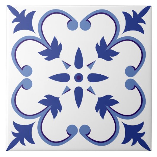 インディゴペタルつる植物 タイル (正面)