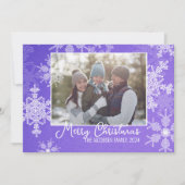 インディゴホワイト雪のミニマルなクリスマスフォト シーズンカード (正面)