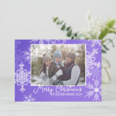 インディゴホワイト雪のミニマルなクリスマスフォト シーズンカード (スタンド正面)