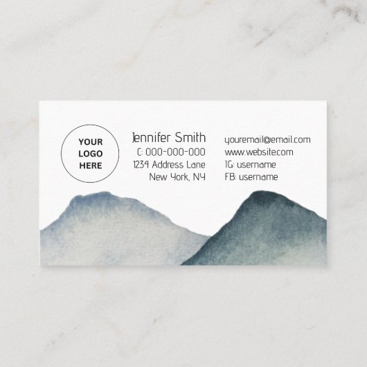 インディゴマウンテお洒落ンモダンズシンプル 名刺 (裏面)