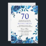 インディゴミッドナイトブルーフローラ70th誕生日招待状 招待状<br><div class="desc">Indigo Midnight Blueフローラ70th誕生日招待状 – 好きなように文字と色を変更できる。Hand 絵を描 Water Color Sage Green Flowers and文字See our Nicch and Nest Store for the matching collection</div>