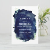 インディゴミッドナ絵を描ーンブルースプラッシュ&ホワイト結婚ズ 招待状 (スタンド正面)