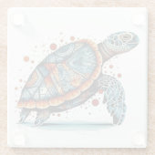 インディゴモザイクウミガメ ガラスコースター (裏面)