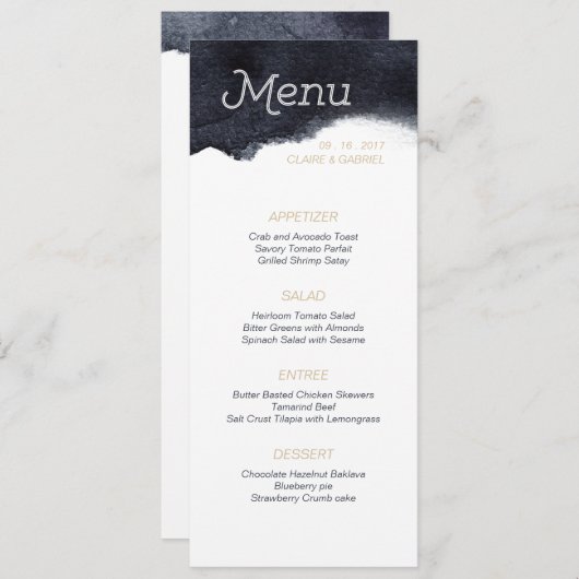 インディゴモダンウォーターシンプルカラー結婚メニュー メニュー (正面/裏面)