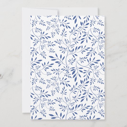 インディゴモダンー葉ブルの結婚カップルのシャワー 招待状 (裏面)