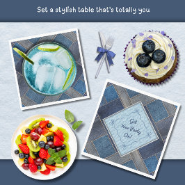 インディゴユニークデニムジーンズ誕生日パーティナプキンス スタンダードランチョンナプキン