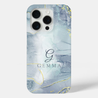 インディゴライト金ゴールドグリッター水の色カスタマイズ可能 iPhone 15 PROケース