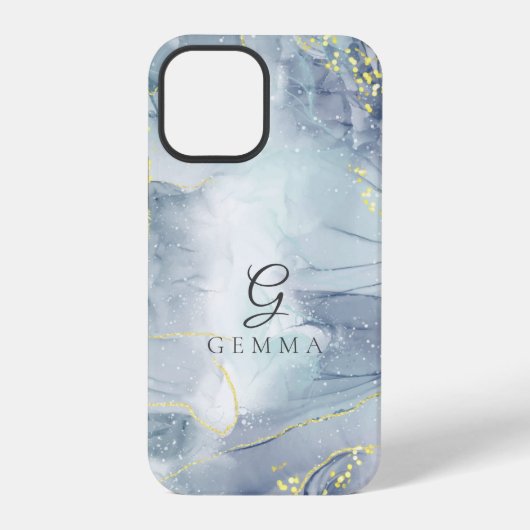 インディゴライト金ゴールドグリッター水の色カスタマイズ可能 iPhoneケース (裏面)