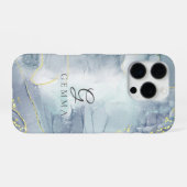 インディゴライト金ゴールドグリッター水の色カスタマイズ可能 iPhoneケース (裏面横)