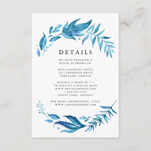 インディゴリーフ | 結婚式の詳細 エンクロージャーカード (正面)