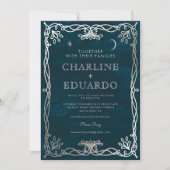 インディゴ中世シルバーアイビー結婚式招待状 招待状 (正面)