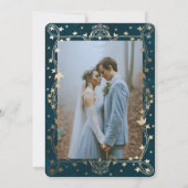 インディゴ中世金ゴールドアイビー結婚式招待状 招待状 (裏面)