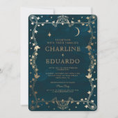 インディゴ中世金ゴールドアイビー結婚式招待状 招待状 (正面)