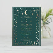 インディゴ中世金ゴールドアイビー結婚式招待状 招待状 (スタンド正面)