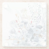 インディゴ及び黄土-水彩画の花 ガラスコースター (裏面)