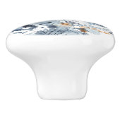 インディゴ及び黄土-水彩画の花 セラミックノブ (側面)