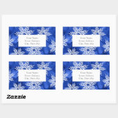 インディゴ抽象芸術水彩雪片ラベル 長方形シール (シート)