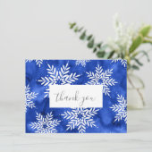 インディゴ抽象芸術水彩雪片 サンキューカード (スタンド正面)