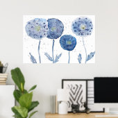 インディゴ抽象芸術絵画タンデオン ポスター (ホームオフィス)