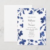 インディゴ水彩花茎 招待状 (正面/裏面)
