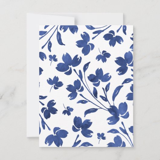 インディゴ水彩花茎 招待状 (裏面)